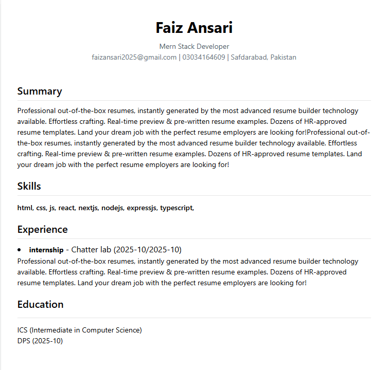 Resume template 1